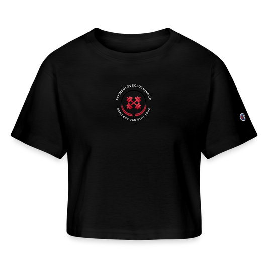 Champion Women’s Cropped T-Shirt (Black on Red) - black