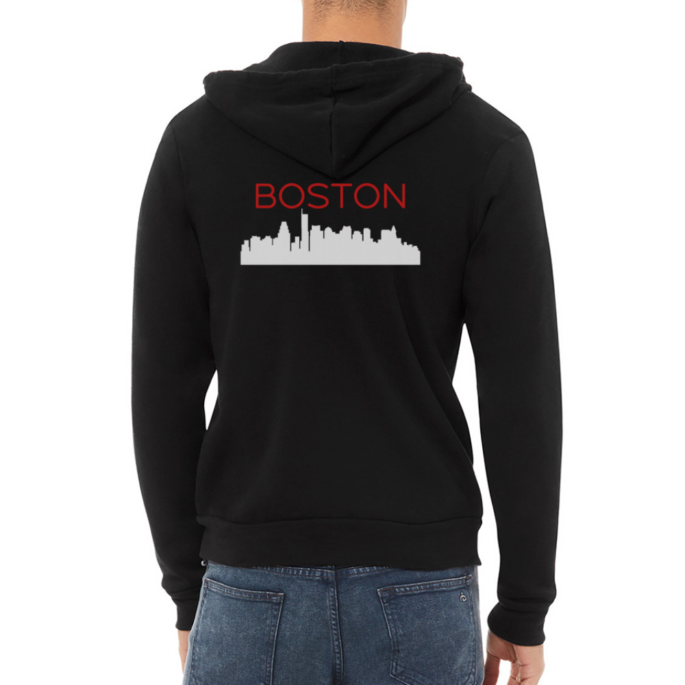 Bella + Canvas Unisex Full Zip Hoodie (Boston) - black