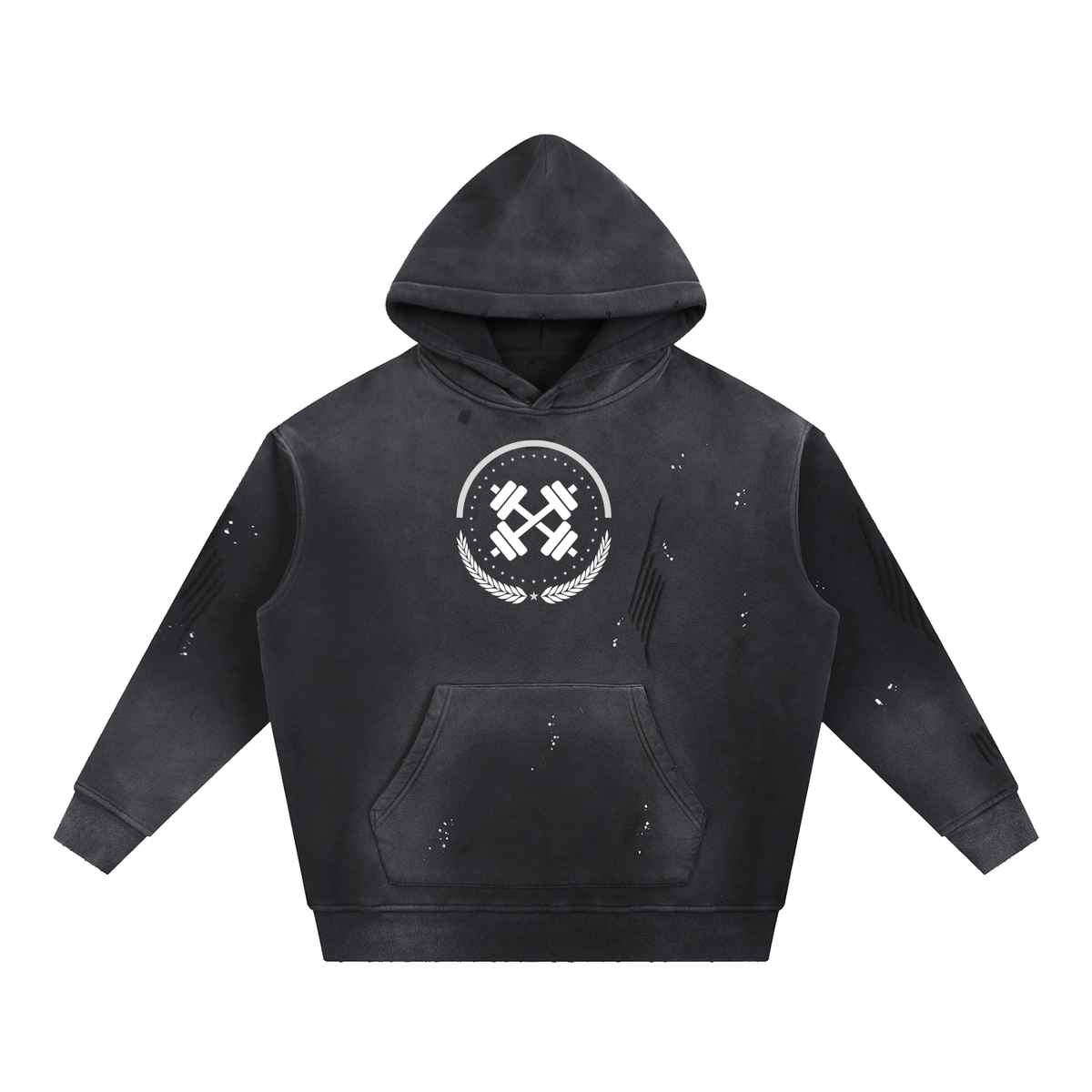 Vintage Washed Frayed Fleece Hoodie