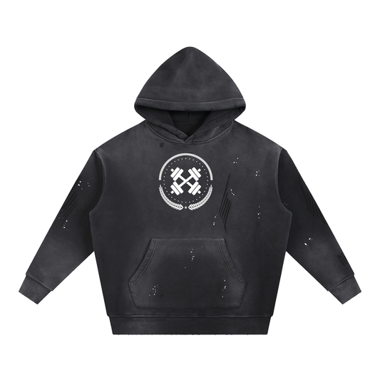 Vintage Washed Frayed Fleece Hoodie